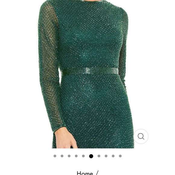 Mac Duggal *BRAND NEW* BEADED HIGH NECK LONG SLEEVE GOWN W/ DETAILED BELT sz8 - Picture 4 of 5